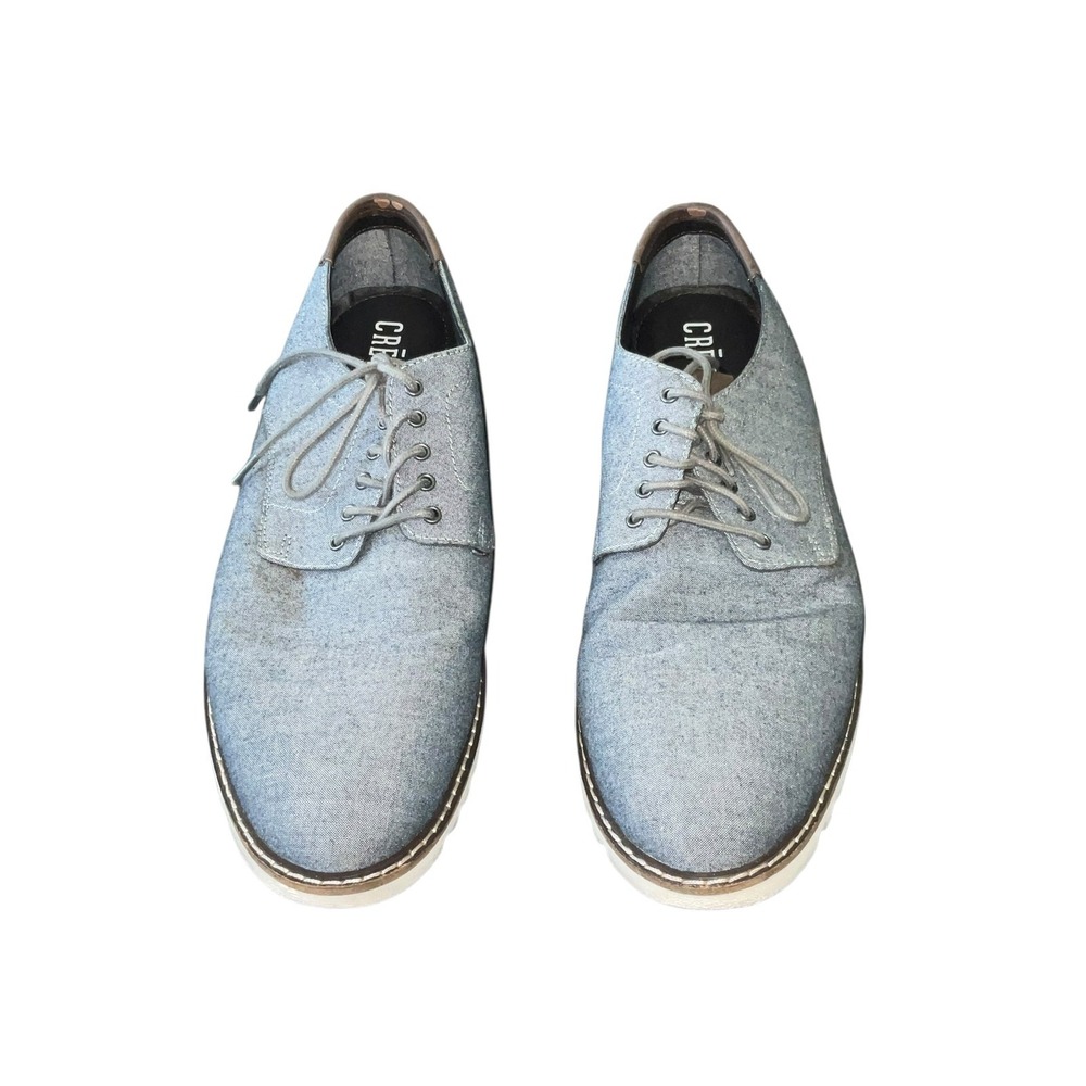 Crevo Bud Men's Navy Blue Chambray Canvas Lace Up Oxford Dress Shoes Size US 11 - Picture 2 of 8